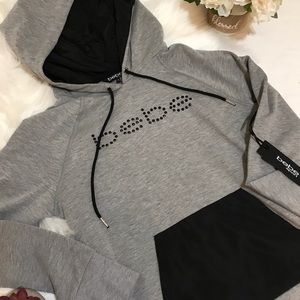 Bebe gray and black hoodie sweatshirt